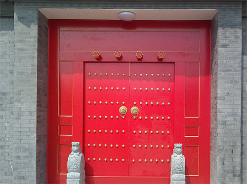 可克达拉中国传统四合院系列朱红色中式木制大门木作